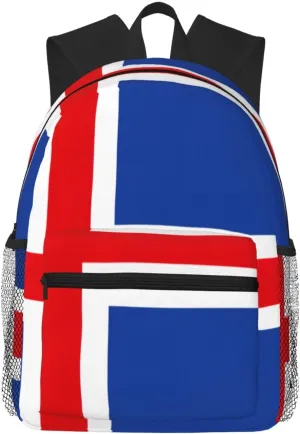 BREAUX Flag of Iceland print Lightweight Comfortable Backpack for Men Women, Durability Laptop Daypack, Travel bag ﻿