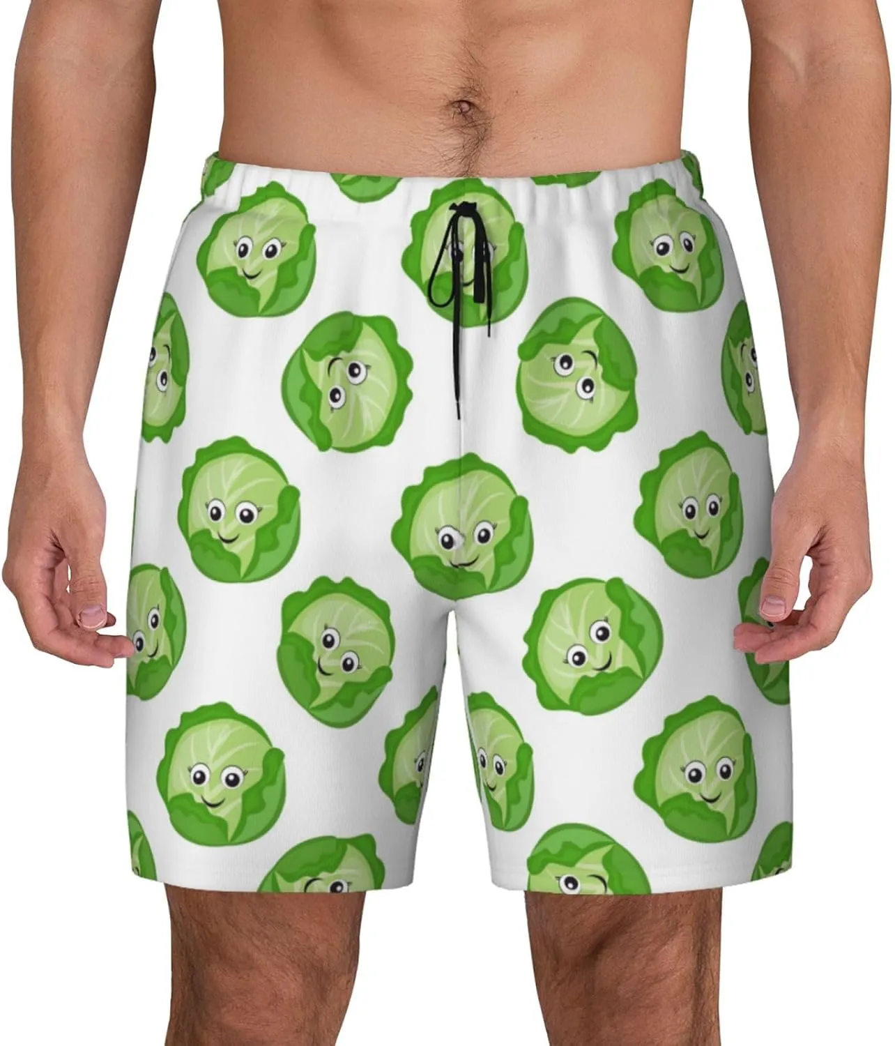 Bright Cabbage Cute Eyes Funny Funny Men's Swim Trunks Board Shorts Quick Dry-