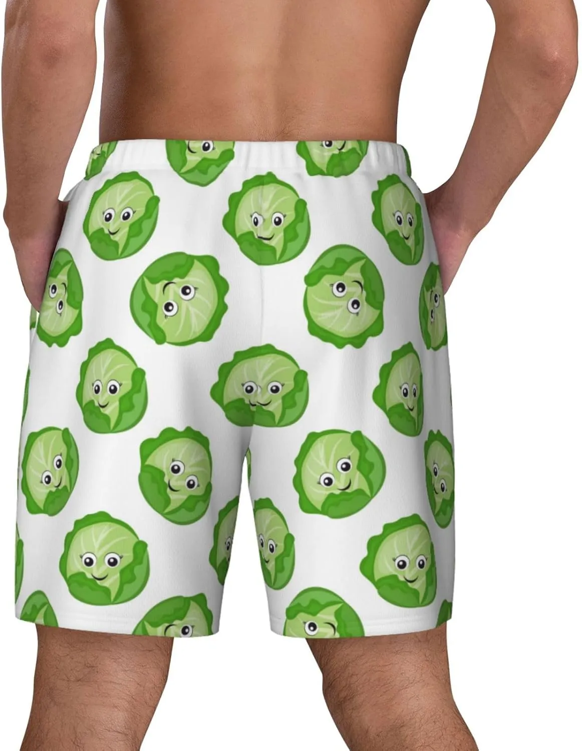 Bright Cabbage Cute Eyes Funny Funny Men's Swim Trunks Board Shorts Quick Dry-
