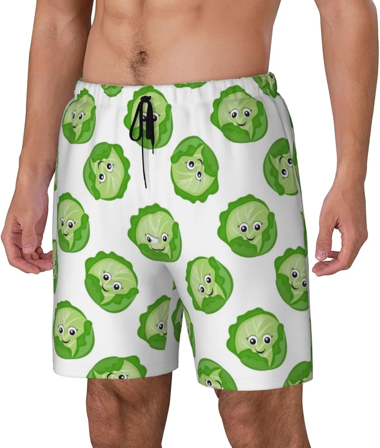Bright Cabbage Cute Eyes Funny Funny Men's Swim Trunks Board Shorts Quick Dry-
