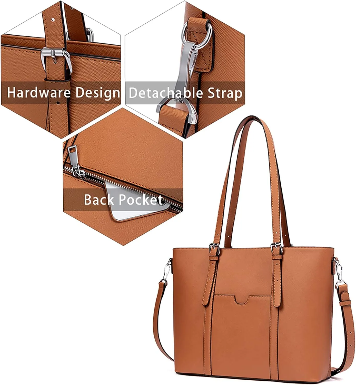 BROMEN Women Briefcase 15.6 inch Laptop Tote Bag Vintage Leather Handbags Shoulder Work Purses