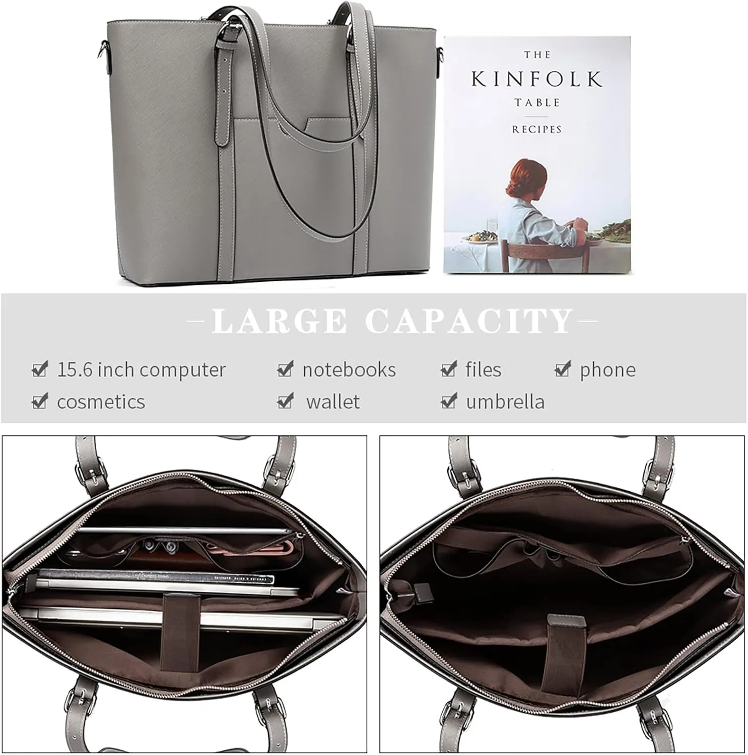 BROMEN Women Briefcase 15.6 inch Laptop Tote Bag Vintage Leather Handbags Shoulder Work Purses