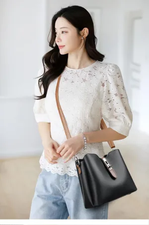 Bucket Bags for Women - Leather Crossbody Bucket Purses Designer Vintage Handbags Small Trendy Shoulder Bag