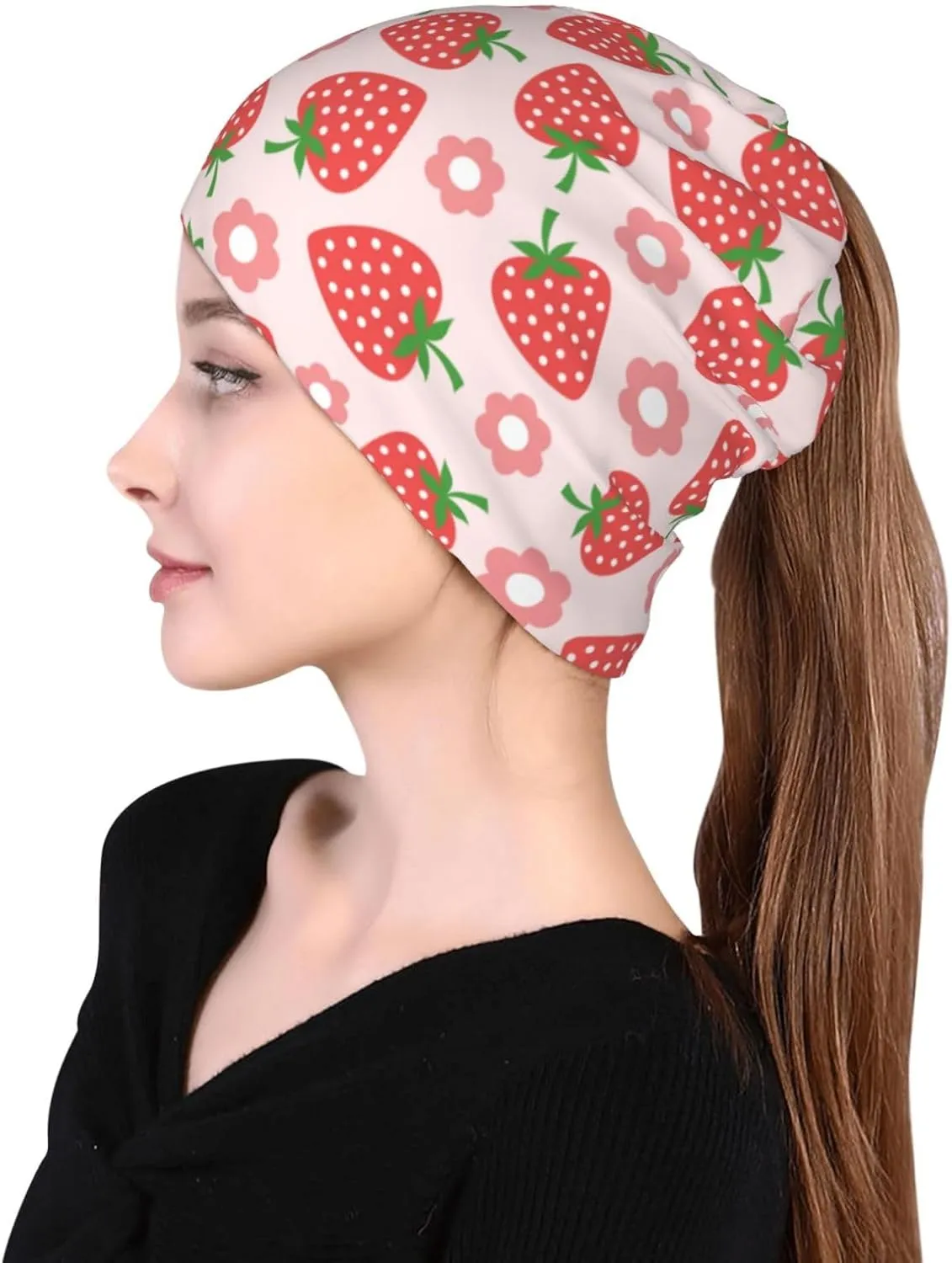 Bunny Multifunction Slouchy Beanie Hats for Men Women, Loop Scarf Polyester Lined Knit Beanie Winter Hat