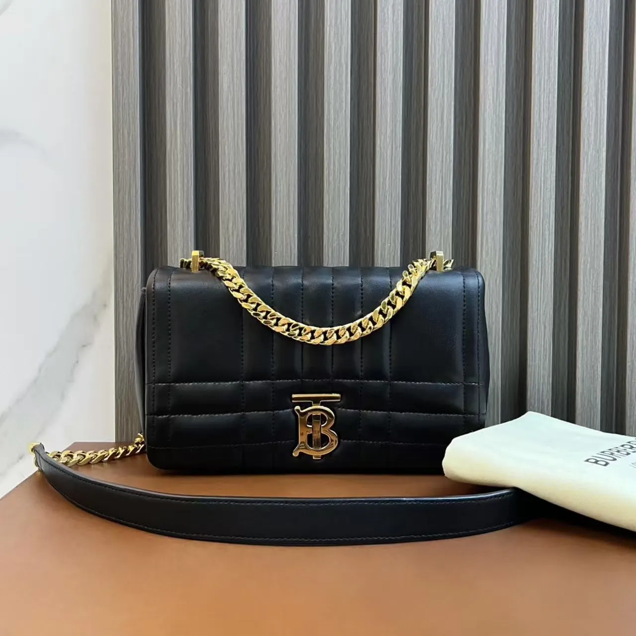 Burberry Vintage Quilted Black Leather Shoulder Bag 12810941