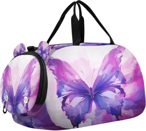 Butterfly Youth Sports & Travel Duffle Bag with Shoe Compartment,Waterproof Gym Bag for Girls and Boys (Overnight Essentials Organizer)