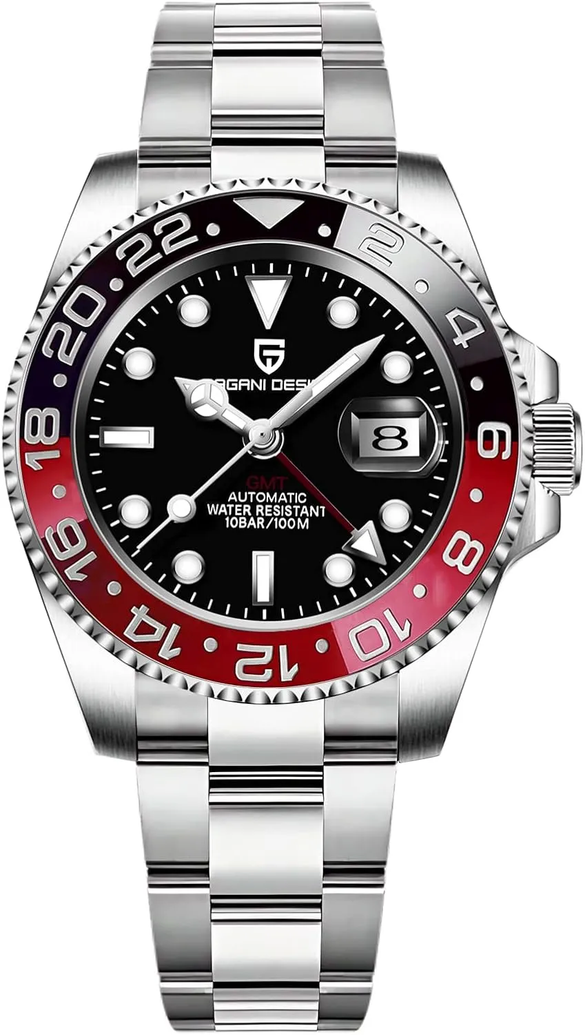 BY BENYAR Pagani Design Men GMT Automatic Watches-Fashion Stainless Steel Mechanical Watch-Sapphire Glass Lens Watch Men