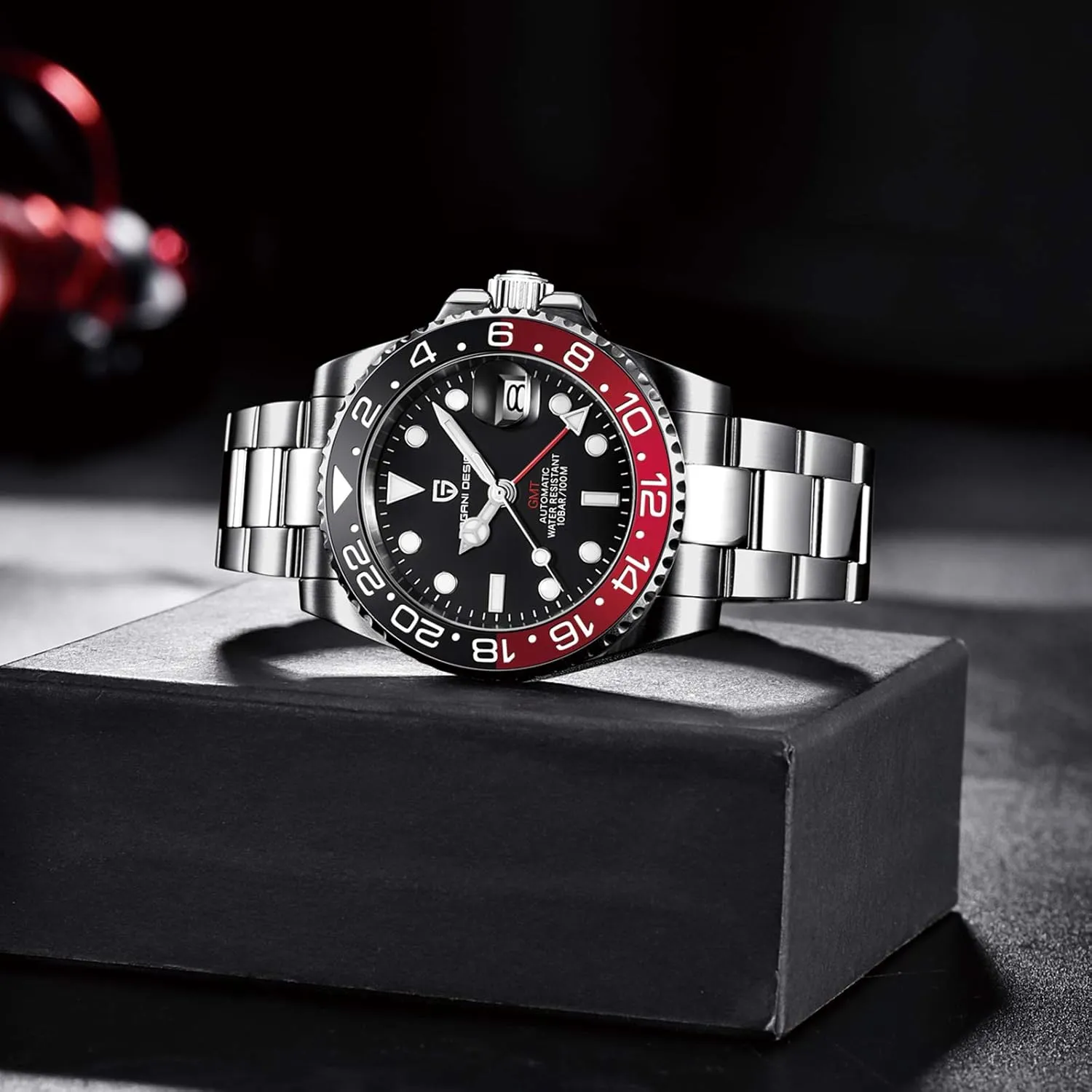 BY BENYAR Pagani Design Men GMT Automatic Watches-Fashion Stainless Steel Mechanical Watch-Sapphire Glass Lens Watch Men