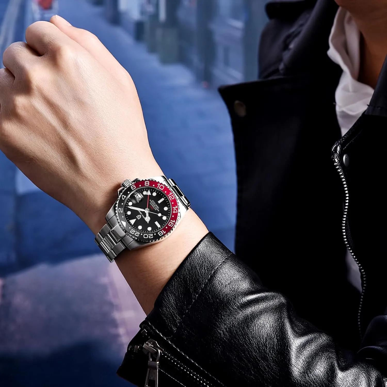 BY BENYAR Pagani Design Men GMT Automatic Watches-Fashion Stainless Steel Mechanical Watch-Sapphire Glass Lens Watch Men