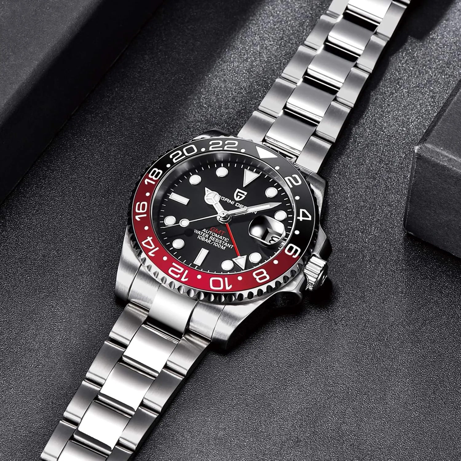 BY BENYAR Pagani Design Men GMT Automatic Watches-Fashion Stainless Steel Mechanical Watch-Sapphire Glass Lens Watch Men