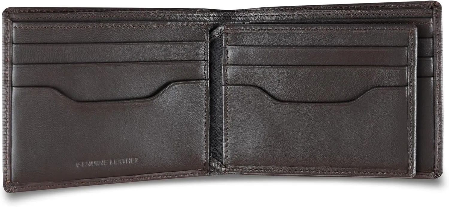 Calvin Klein Men's RFID Leather Minimalist Bifold Wallet with Multiple Card Slots and ID Window