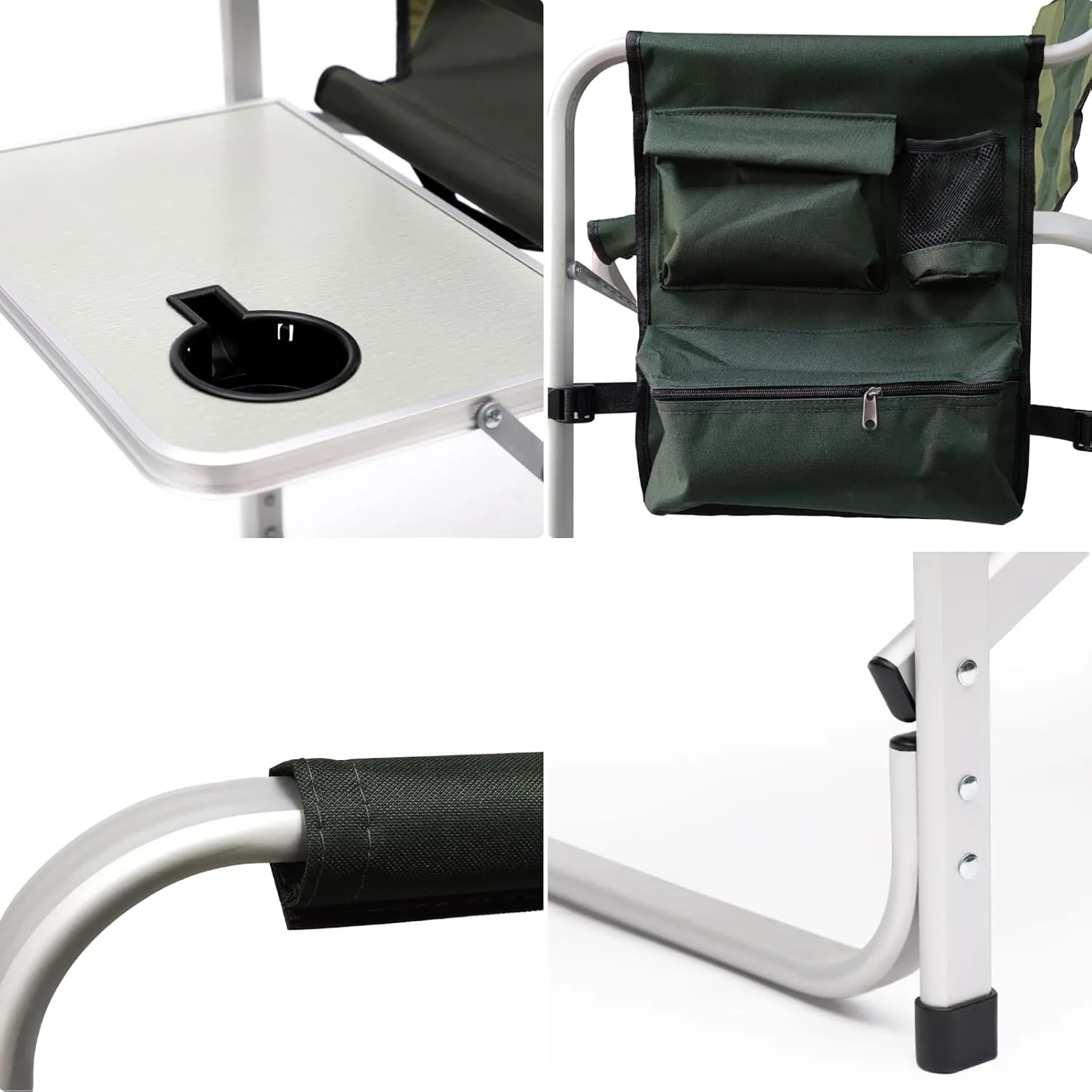 Camping Directors Chair, Heavy Duty,Oversized Portable Folding Chair with Side Table, Pocket for Beach, Fishing,Trip,Picnic,Lawn,Concert Outdoor Foldable Camp Chairs, Green