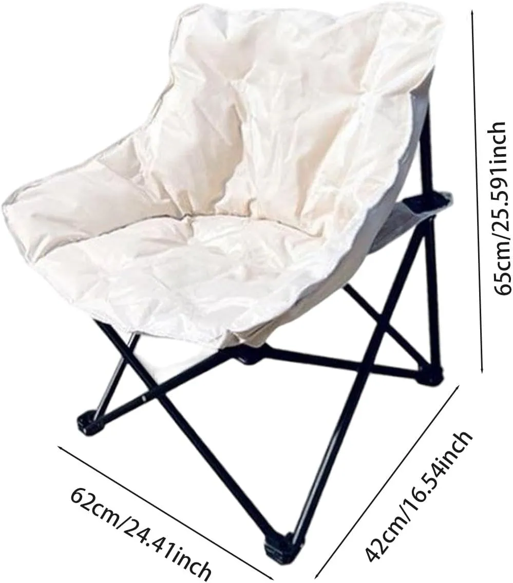 Camping Padded Chair Lounge Chair Moon Leisure Chair Folded Seat for Lawn Camping