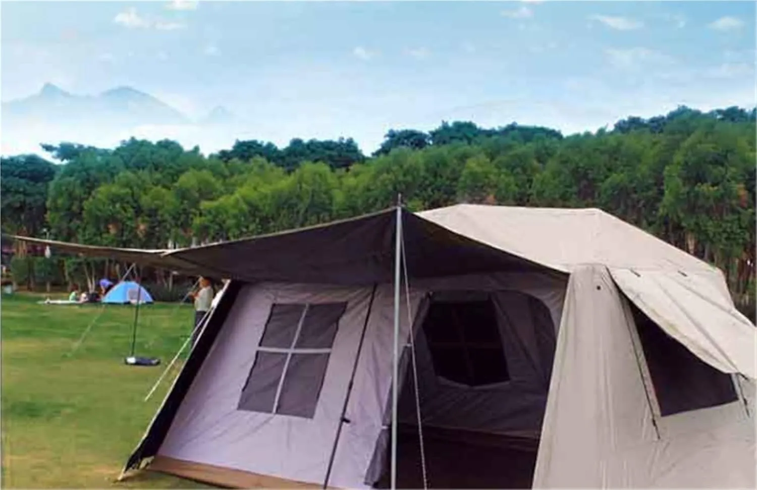 Camping Ridge Tent Outdoor Multi-Person Windproof and Rainproof Automatic Tent Camping Tent(Vinyl_Large)