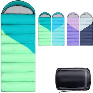 Camping Sleeping Bags for Adults Kids - 3-4 Seasons Warm & Cold Weather Backpacking Hiking XL Size Roomy Camping Gear Equipment for Couples Outdoor Car Family Travelling - Lightweight & Waterproof
