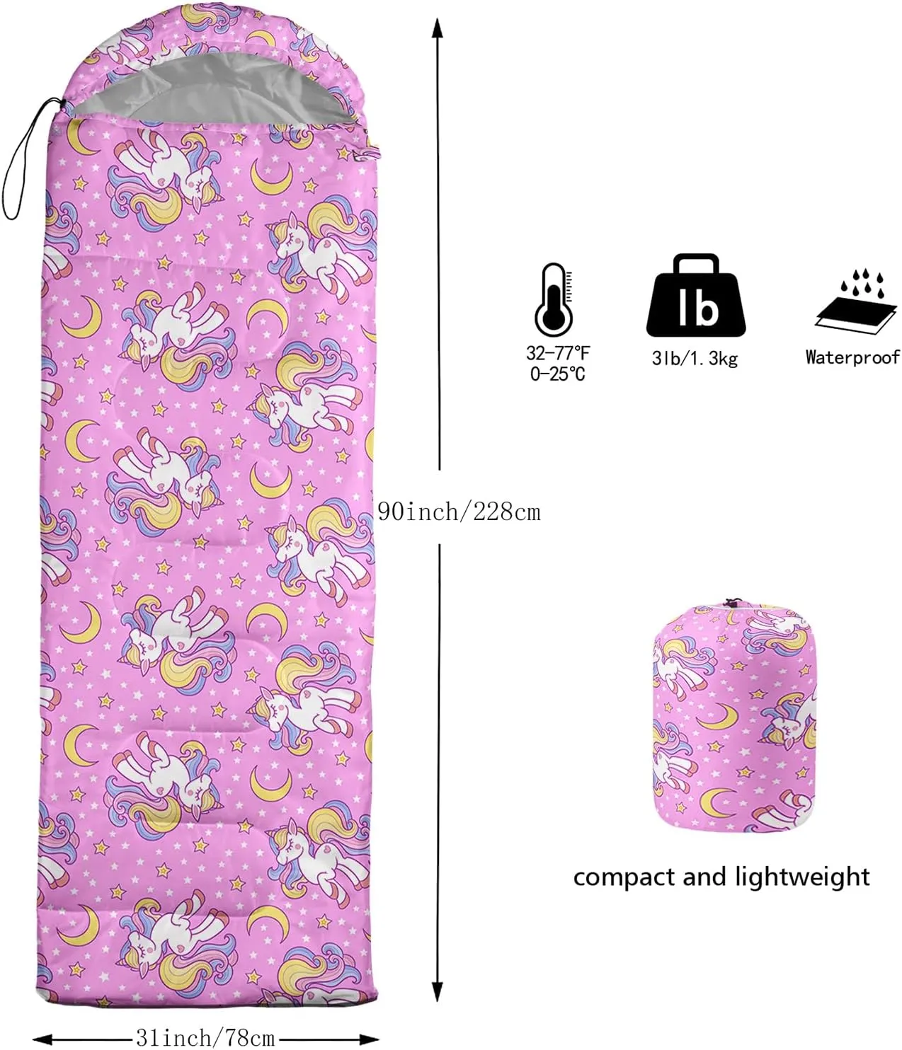 Camping Sleeping Bags,Mermaid Horse Butterfly Starry Sky 3 Season Warm & Cool Weather,Lightweight,Waterproof Sleeping Bags for Adults & Kids,Traveling,and Outdoors,Camping Gear Equipment