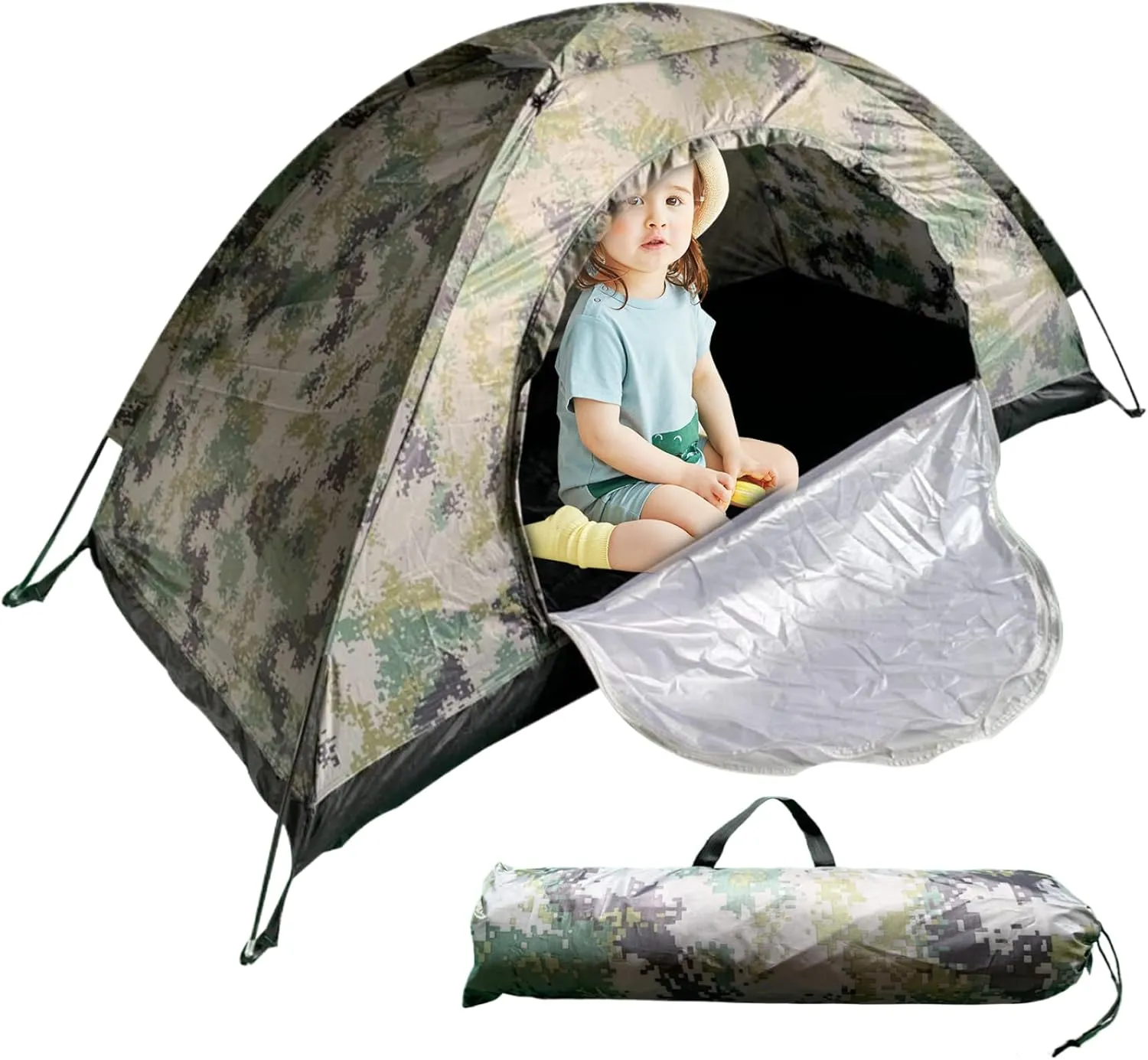 Camping TentCamping Tent Waterproof Dome Tents Windproof Single Person Tent UV Protection Camouflage Tent Easy Setup Backpacking Tent for Traveling Beach 39x79x43