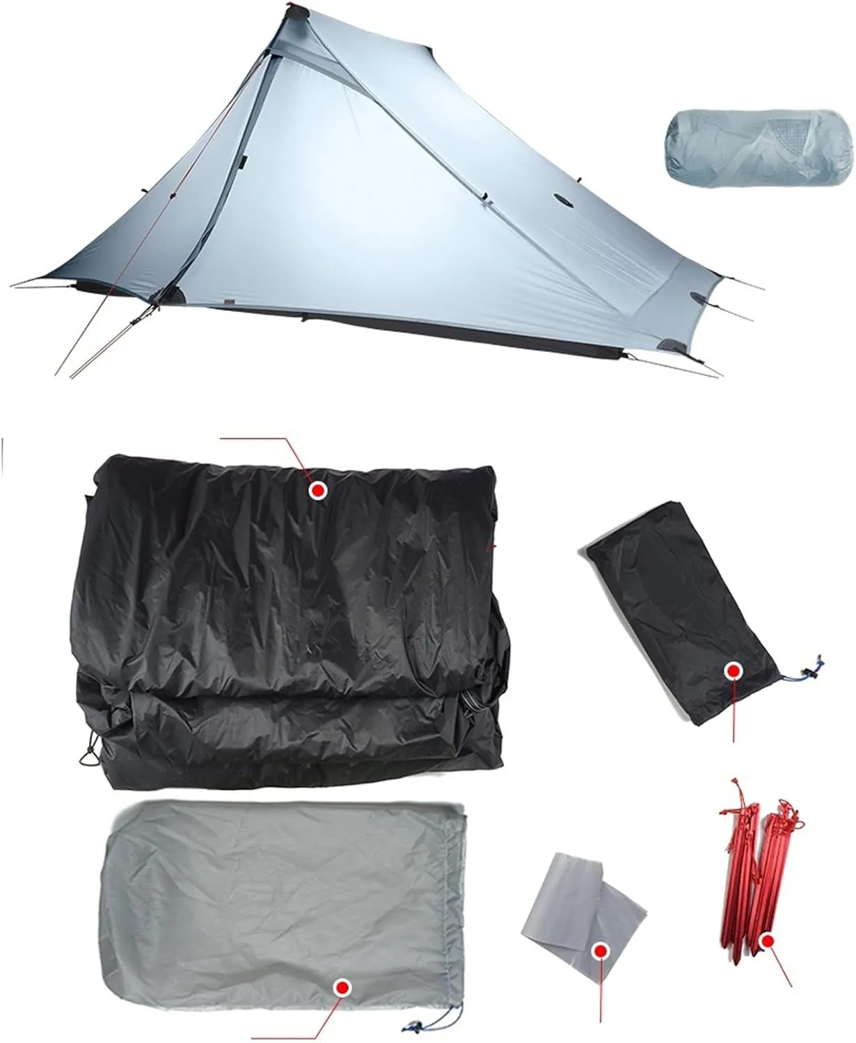 Camping Tents, 2 Person Outdoor Ultralight Camping Tent 3 Season Professional 20d Nylon Both Sides Silicon Tent (Color : Green 4 Season)