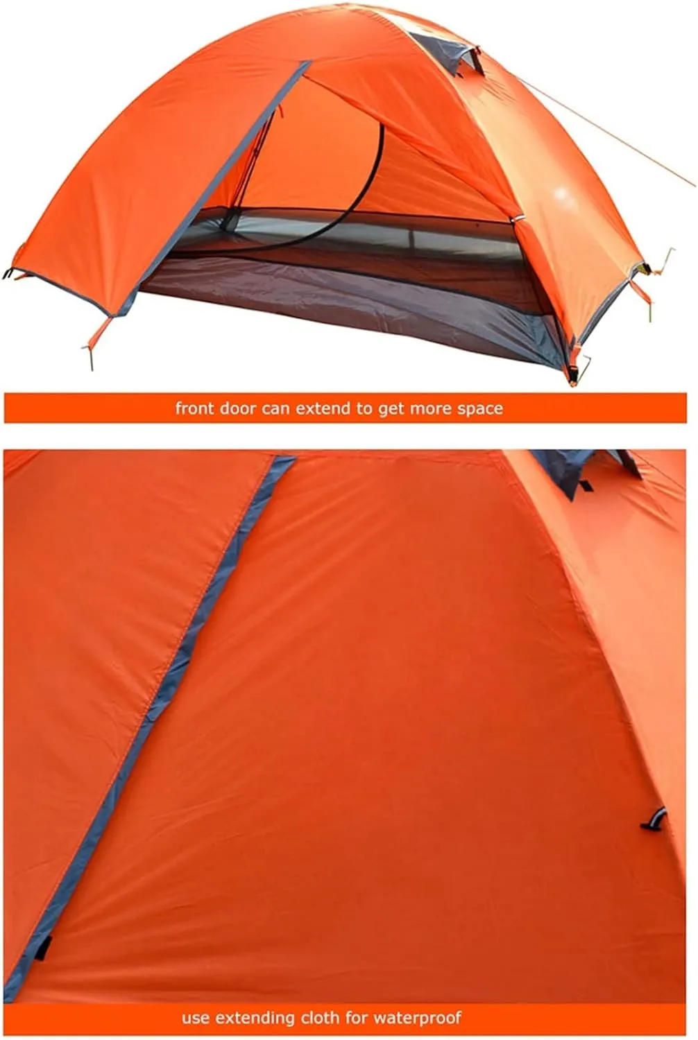 Camping Tents, Backpacking Tent 2 Person Aluminum Pole Lightweight Camping Tent Double Layer Portable Handbag for Hiking Travelling (Color : Blue)
