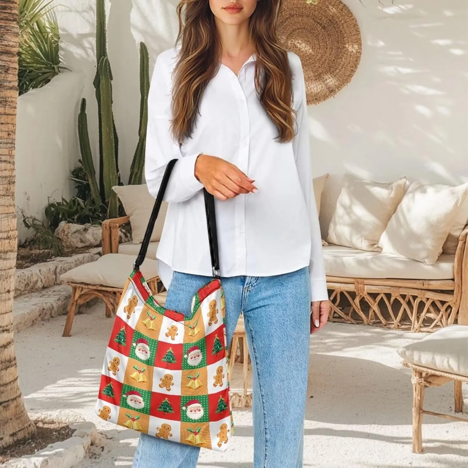 Canvas Tote Bag for Women, Retro Tote Bag with Adjustable Shoulder Strap Fashion Shoulder Purse Travel Satchel