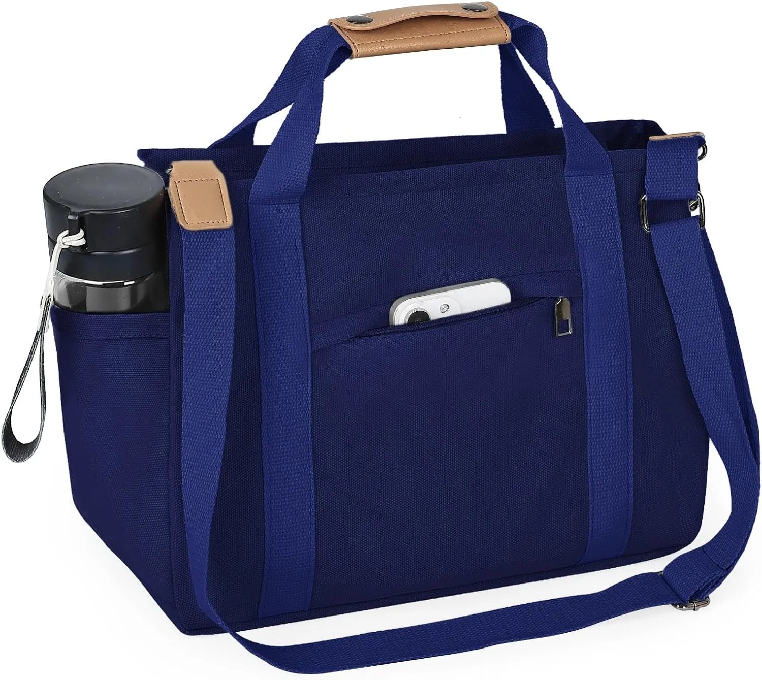 Canvas Tote Bag with Multiple Pockets for Women, Cute Crossbody Shoulder Bag Casual Hobo Messenger Purse Handbag