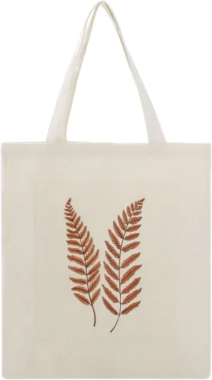 Canvas Tote Bag,Minimalist Sketch Ferns Handbags for Women Shoulder Bag
