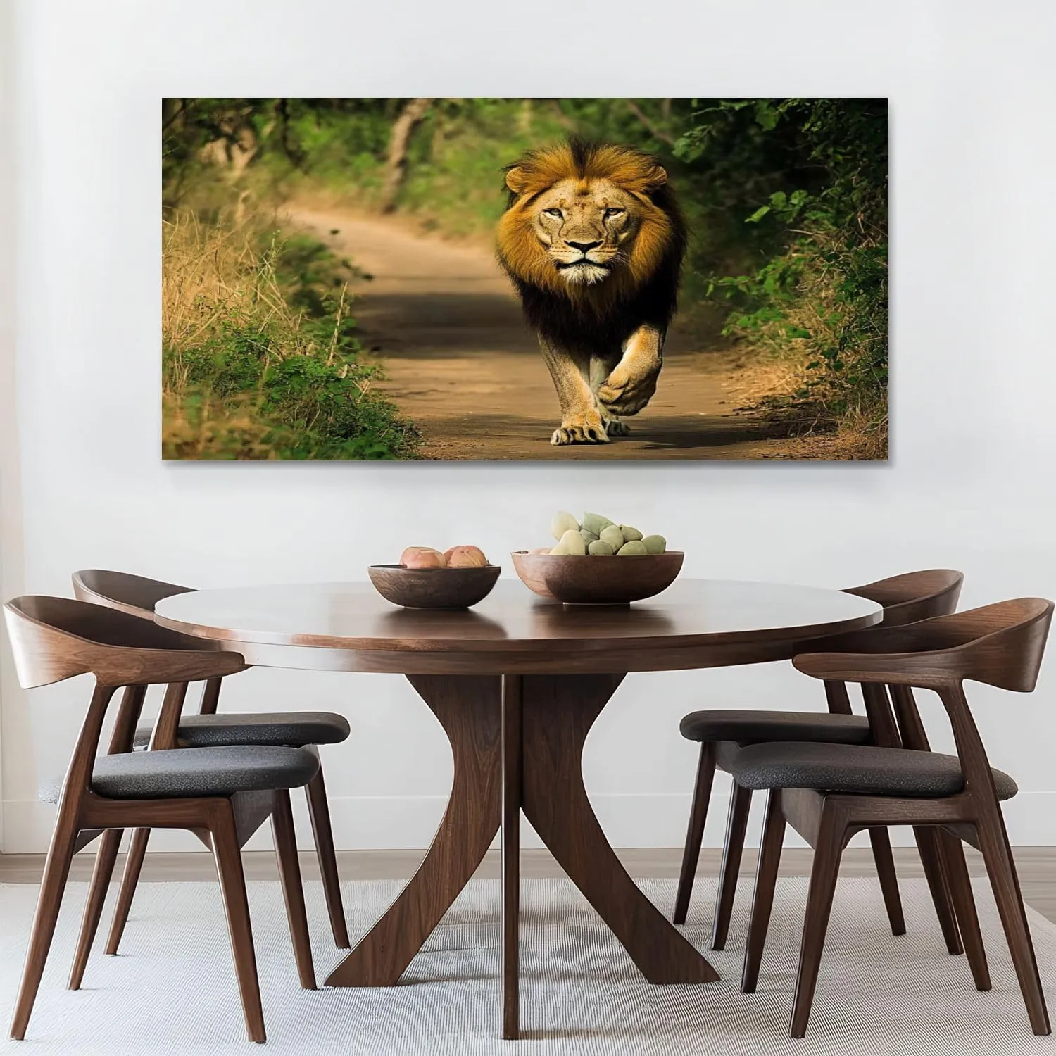 Canvas Wall Art Prints Lion walking Jungle Gir National Park Large Framed Wall Art Painting Artwork Poster Hanging Home Decor for Living Room Office Bathroom 30"x60"