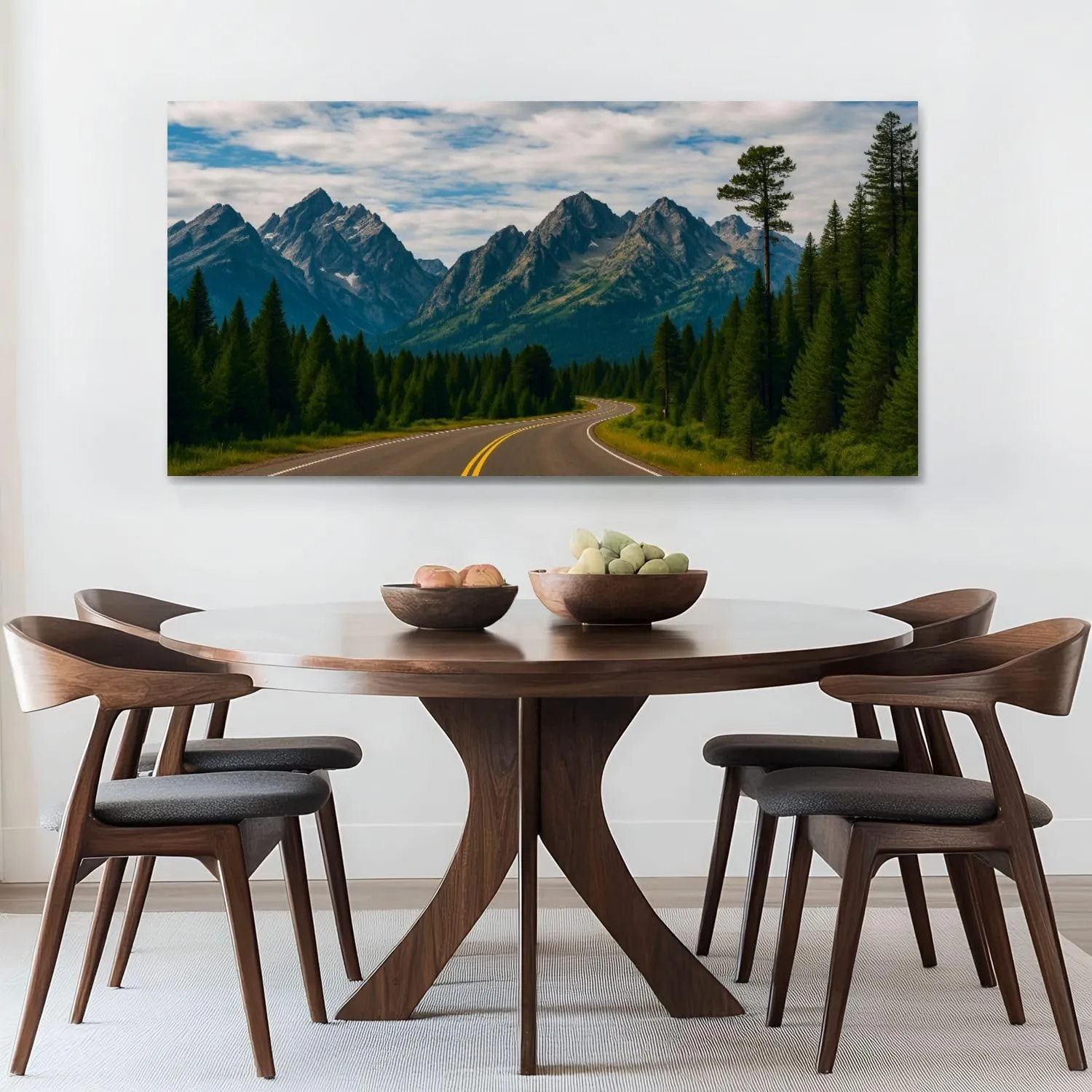 Canvas Wall Art Prints Majestic Mountain roadway road trip beauty nature great outdoors Large Framed Wall Art Painting Artwork Poster Hanging Home Decor for Living Room Office Bathroom 30"x60"