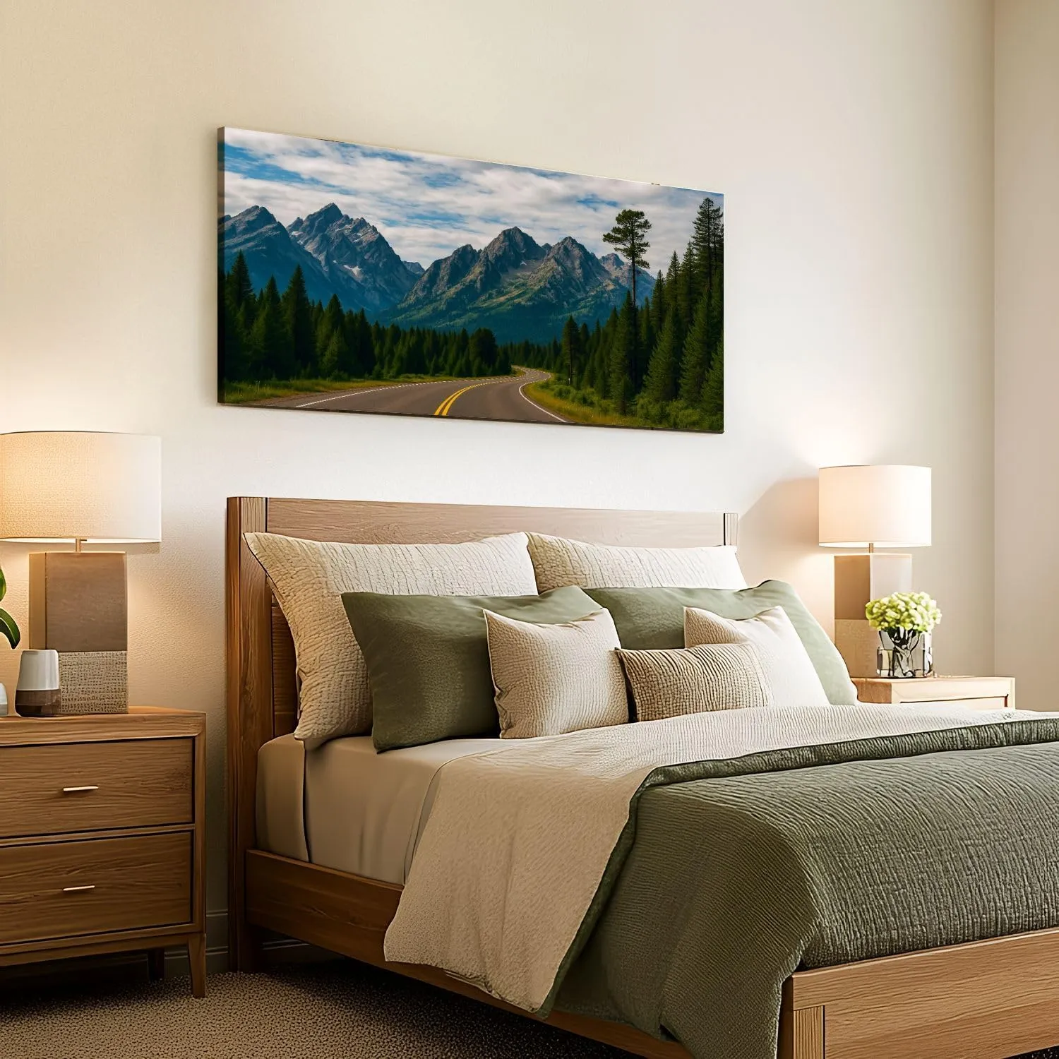 Canvas Wall Art Prints Majestic Mountain roadway road trip beauty nature great outdoors Large Framed Wall Art Painting Artwork Poster Hanging Home Decor for Living Room Office Bathroom 30"x60"