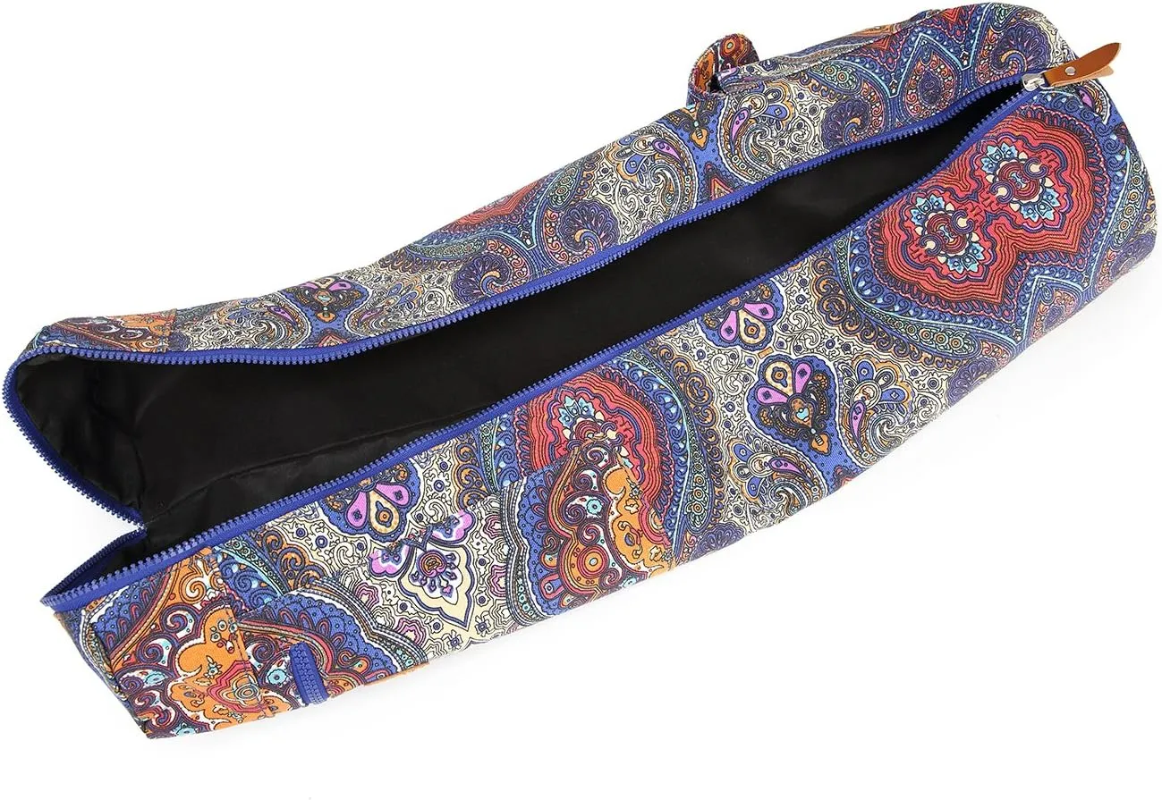 Canvas Yoga Mat Bag with Adjustable Strap & Pockets, Full-Zip Travel Gym Tote for Women & Men, Fits 1/4" & 1/3" Thick Mats, Lightweight Carrier for Yoga, Workout, Outdoor Use