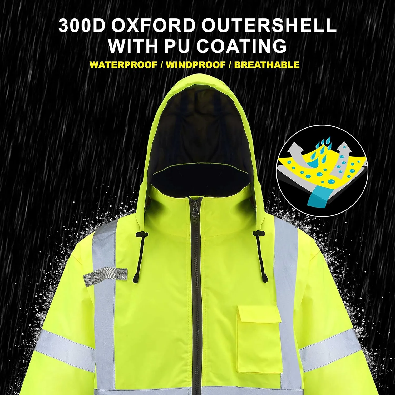 caparazon Class4 High Visibility Weatherproof Bomber Jacket with Quilted Built-in Liner