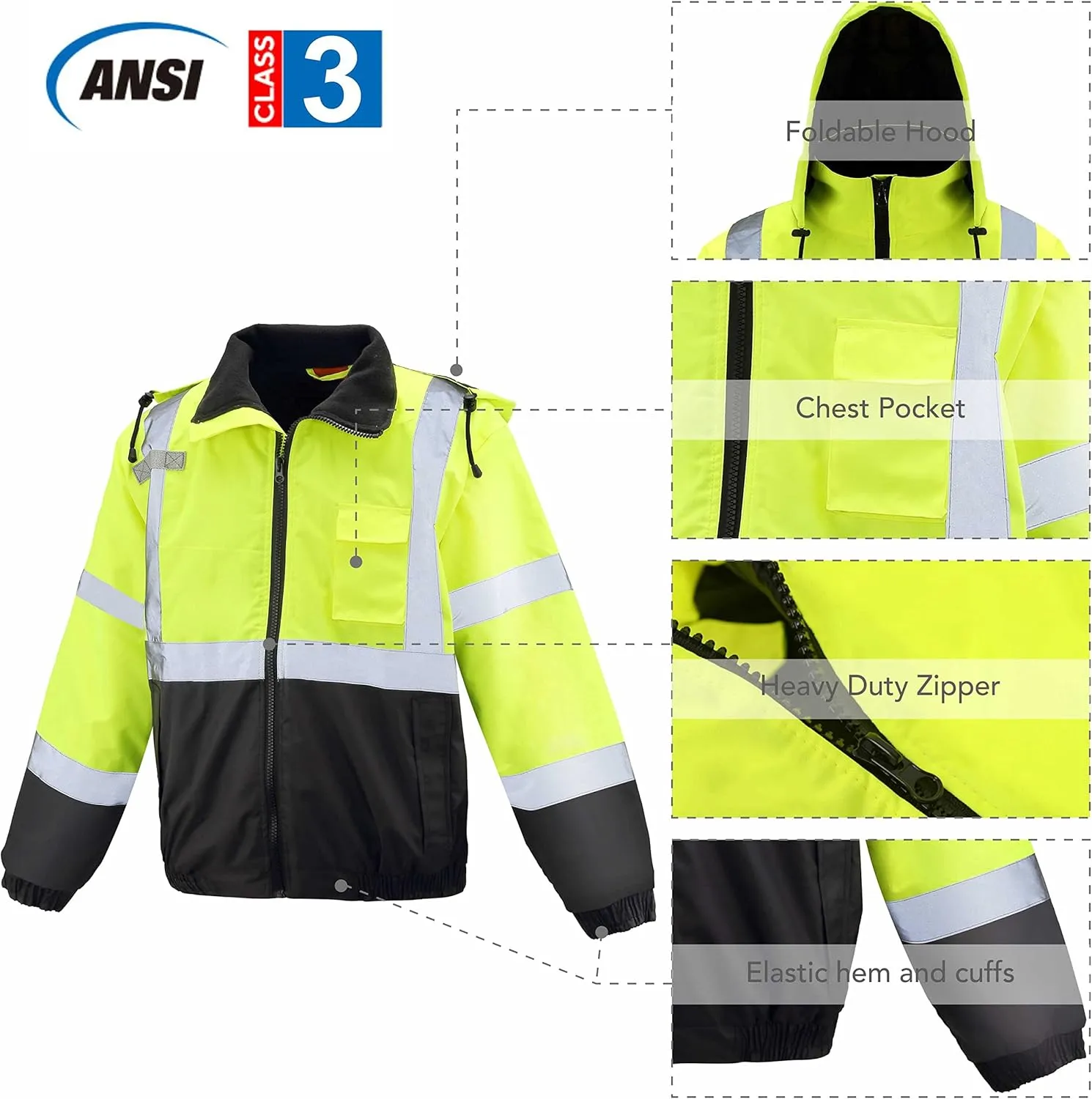 caparazon Class4 High Visibility Weatherproof Bomber Jacket with Quilted Built-in Liner