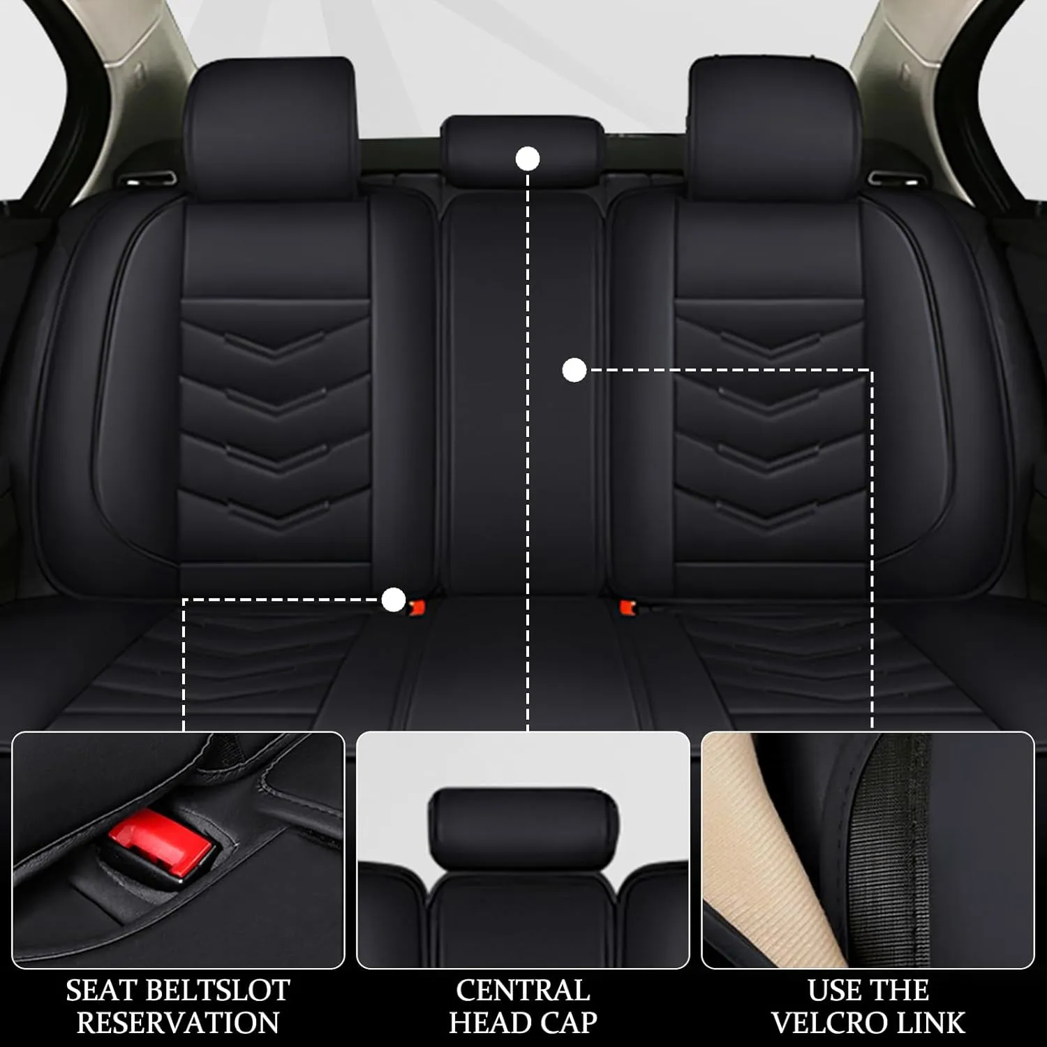 Car Seat Cover 8 Seats for Chevrolet Suburban 2000-2023, Waterproof Durable Compatible Airbag, Premium Leather Seat Protector(8 Seats Luxury,Black)