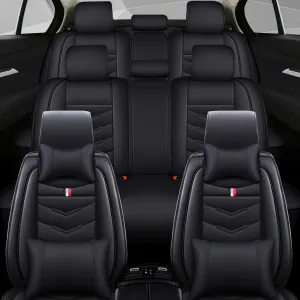 Car Seat Cover 8 Seats for Chevrolet Suburban 2000-2023, Waterproof Durable Compatible Airbag, Premium Leather Seat Protector(8 Seats Luxury,Black)