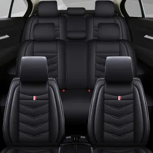 Car Seat Cover 8 Seats for Subaru Ascent 2019-2025, Waterproof Durable Compatible Airbag, Premium Leather Seat Protector(8 Seats Standard,Black)