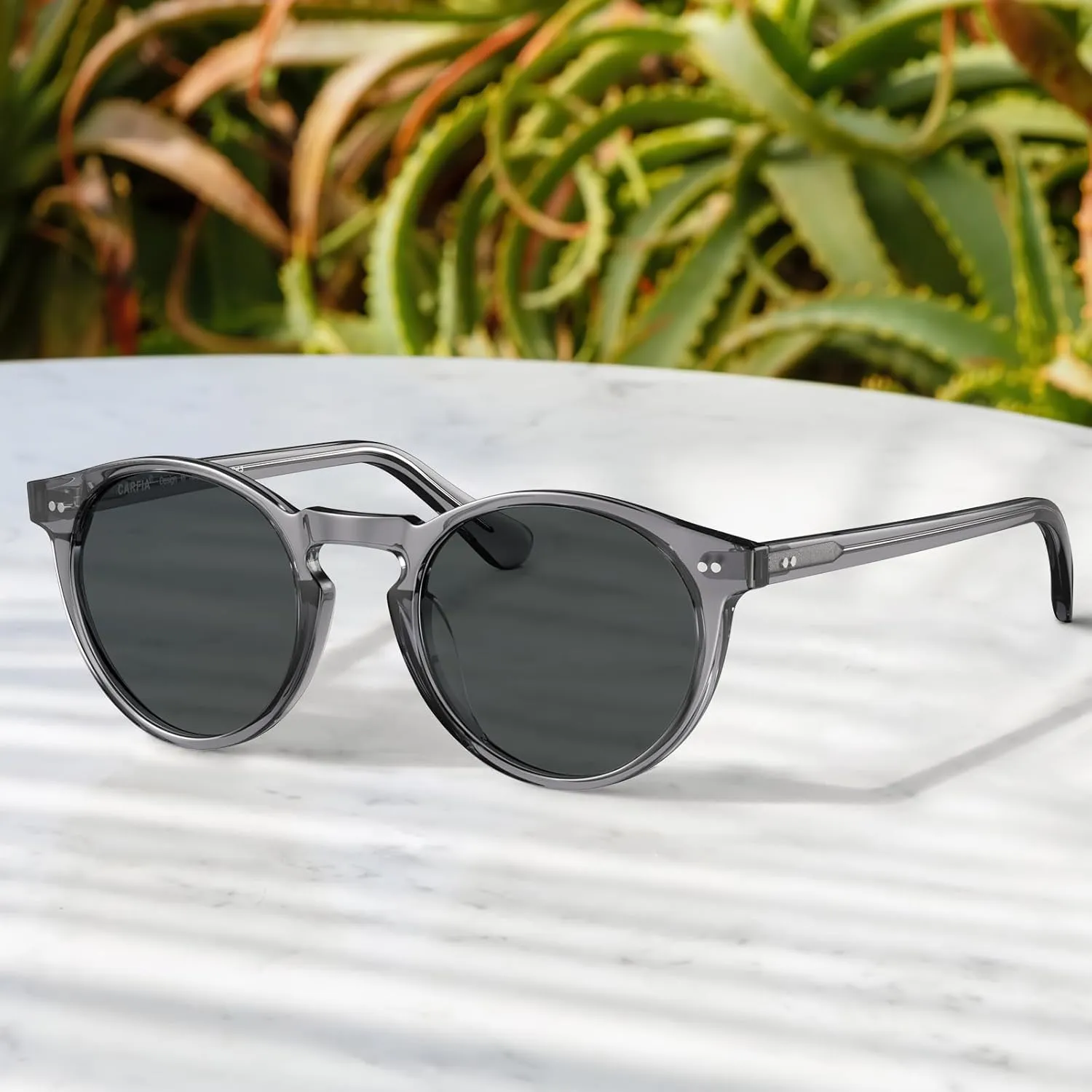 CARFIA Acetate Vintage Round Polarized Sunglasses for Men UV400 Lenses Hand-crafted Frame
