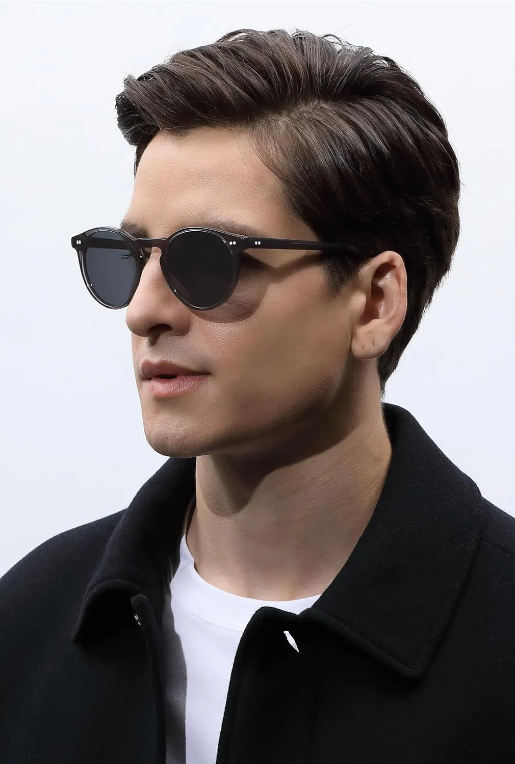 CARFIA Acetate Vintage Round Polarized Sunglasses for Men UV400 Lenses Hand-crafted Frame