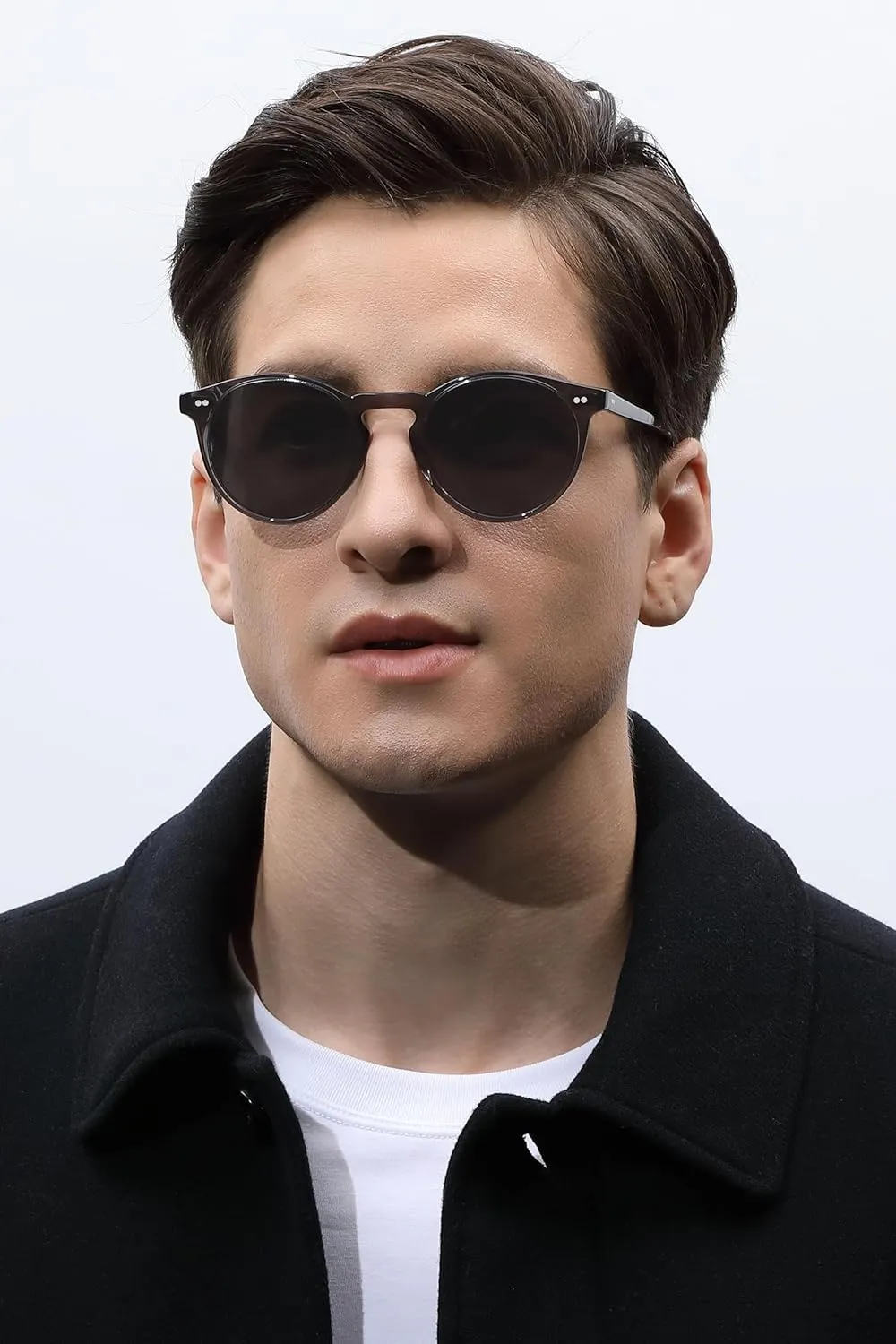 CARFIA Acetate Vintage Round Polarized Sunglasses for Men UV400 Lenses Hand-crafted Frame