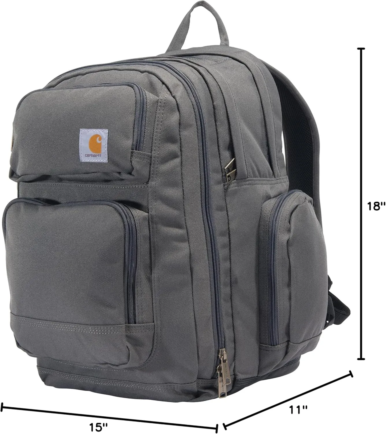 Carhartt 35L Backpack, Durable Pack with Laptop Sleeve and Duravax Abrasion Resistant Base, Everyday Triple Compartment (Gravel), One Size