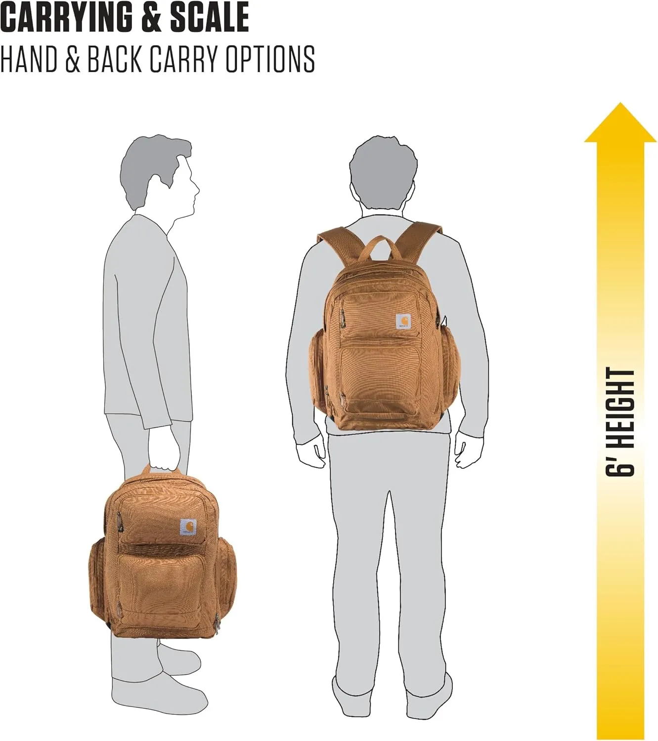 Carhartt 35L Backpack, Durable Pack with Laptop Sleeve and Duravax Abrasion Resistant Base, Everyday Triple Compartment (Gravel), One Size