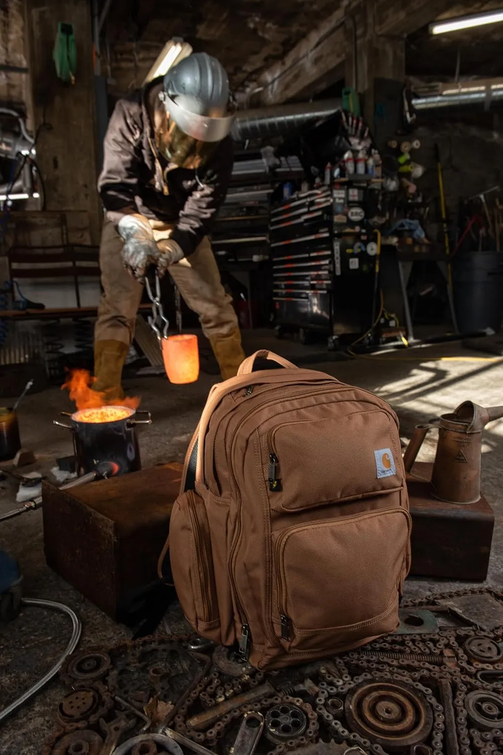 Carhartt 35L Backpack, Durable Pack with Laptop Sleeve and Duravax Abrasion Resistant Base, Everyday Triple Compartment (Gravel), One Size