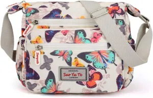 Casual Nylon Floral Shoulder Bag For Women Crossbody Bag Messenger Bags Travel Handbags With Adjustable Strap Waterproof
