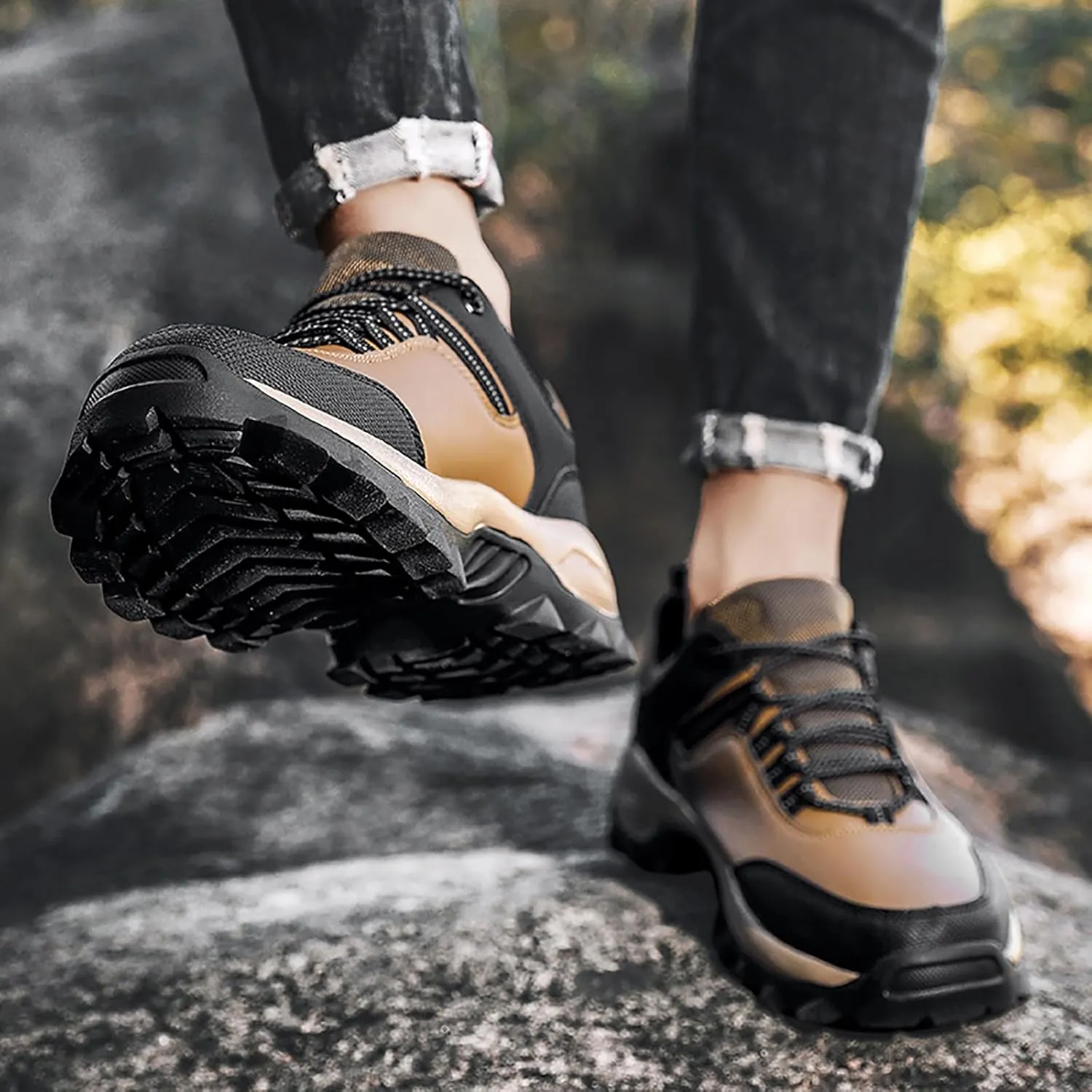 Casual Walking Shoes Non Slip Work Shoes for Men Walking Shoe Sneakers Comfortable Leather Casual Athletic Tennis