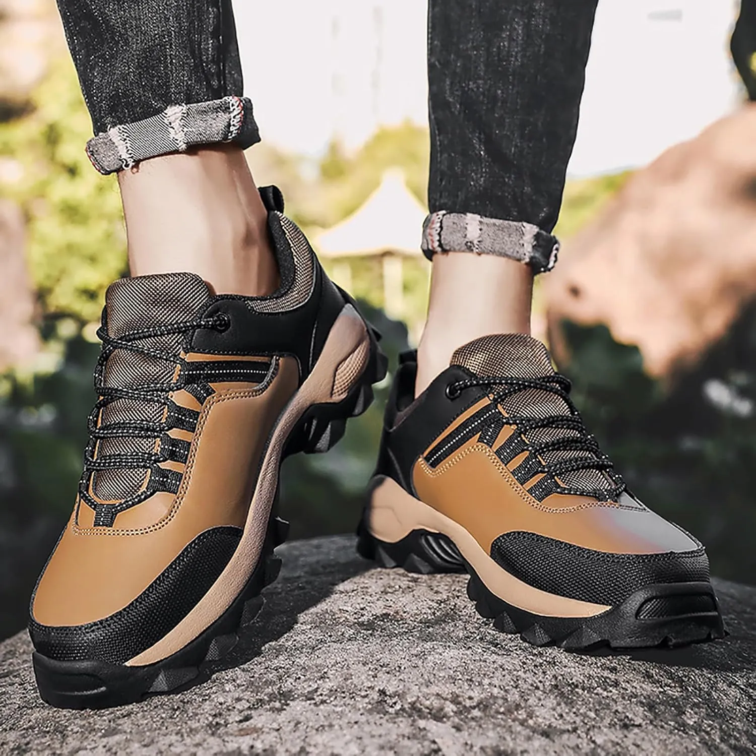 Casual Walking Shoes Non Slip Work Shoes for Men Walking Shoe Sneakers Comfortable Leather Casual Athletic Tennis
