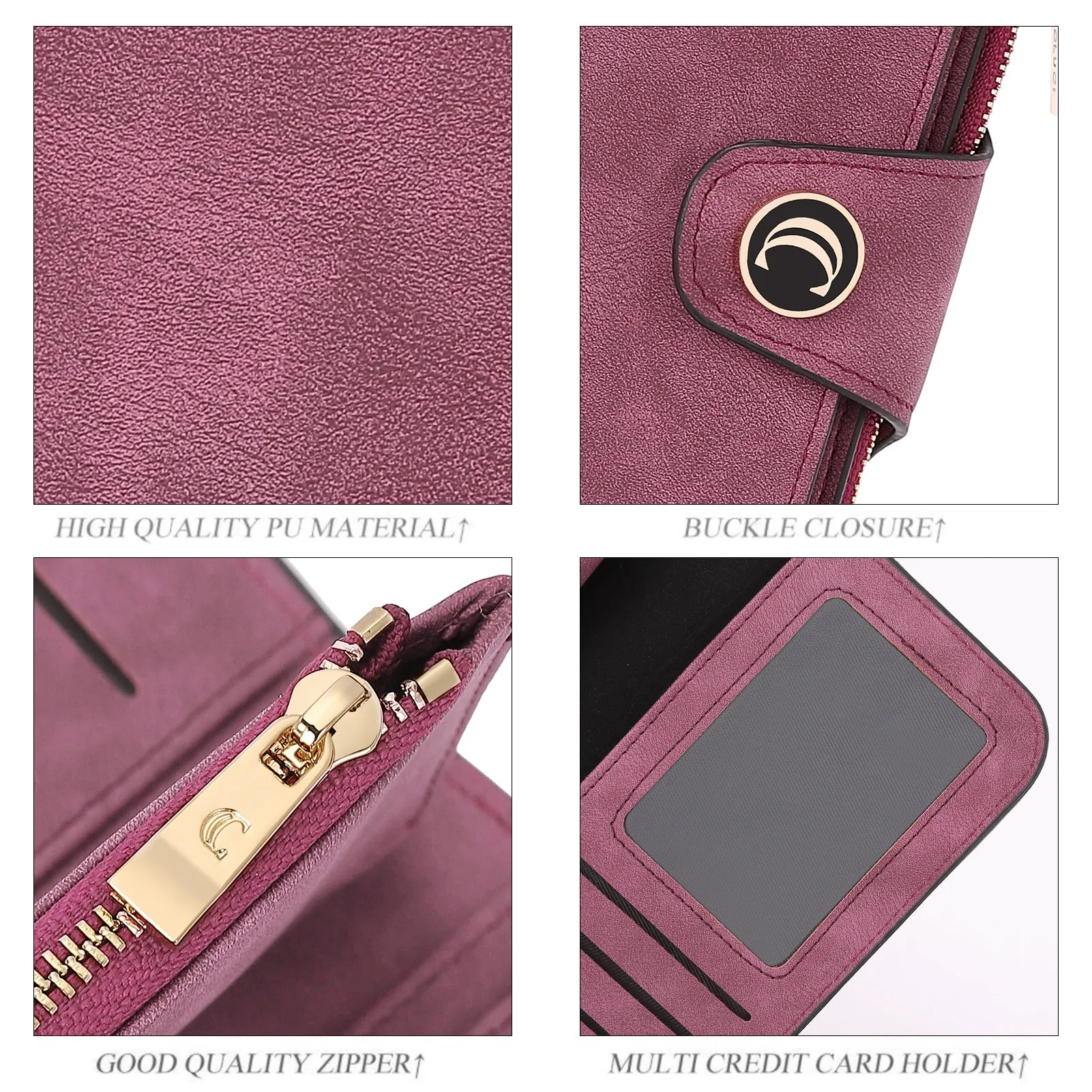 Cathy Luxury Women's Vegan Leather Wallet With Zipper