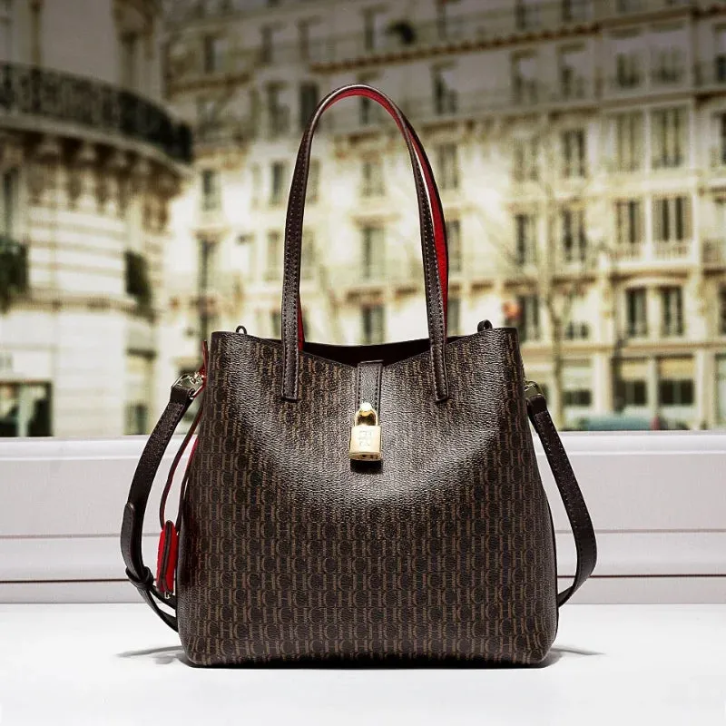 CH Premium Leather Crossbody Tote Bag