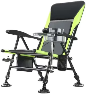 Chairs Multifunctional Outdoor Fishing Chair Beach Chair Foldable Fishing Chair Recliner Four-Leg Adjustable Portable Fishing Chair