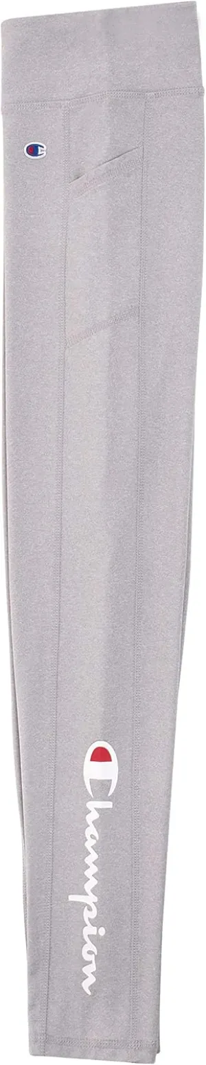 Champion Girls Heritage Stretch Active Leggings with Media Pocket (Small, Oxford Heather)