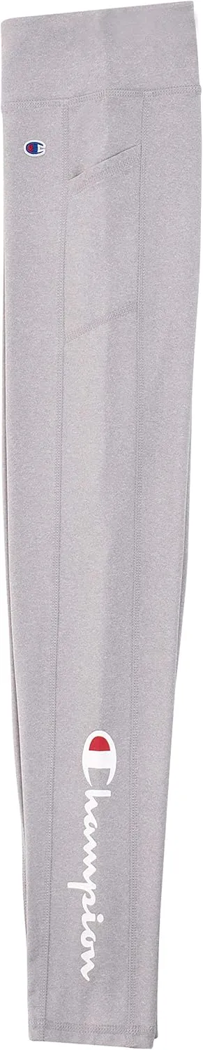 Champion Girls Heritage Stretch Active Leggings with Media Pocket (Small, Oxford Heather)