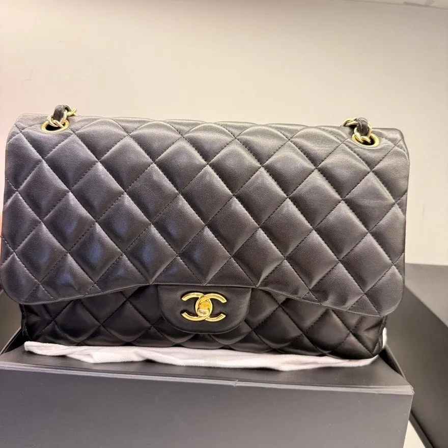 Chanel CF Jumbo Bag Black Leather Shoulder